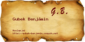 Gubek Benjámin névjegykártya